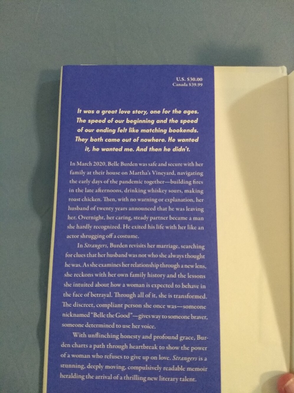Strangers A Memoir of Marriage by Belle Burden — Hardcover - Picture 2 of 5